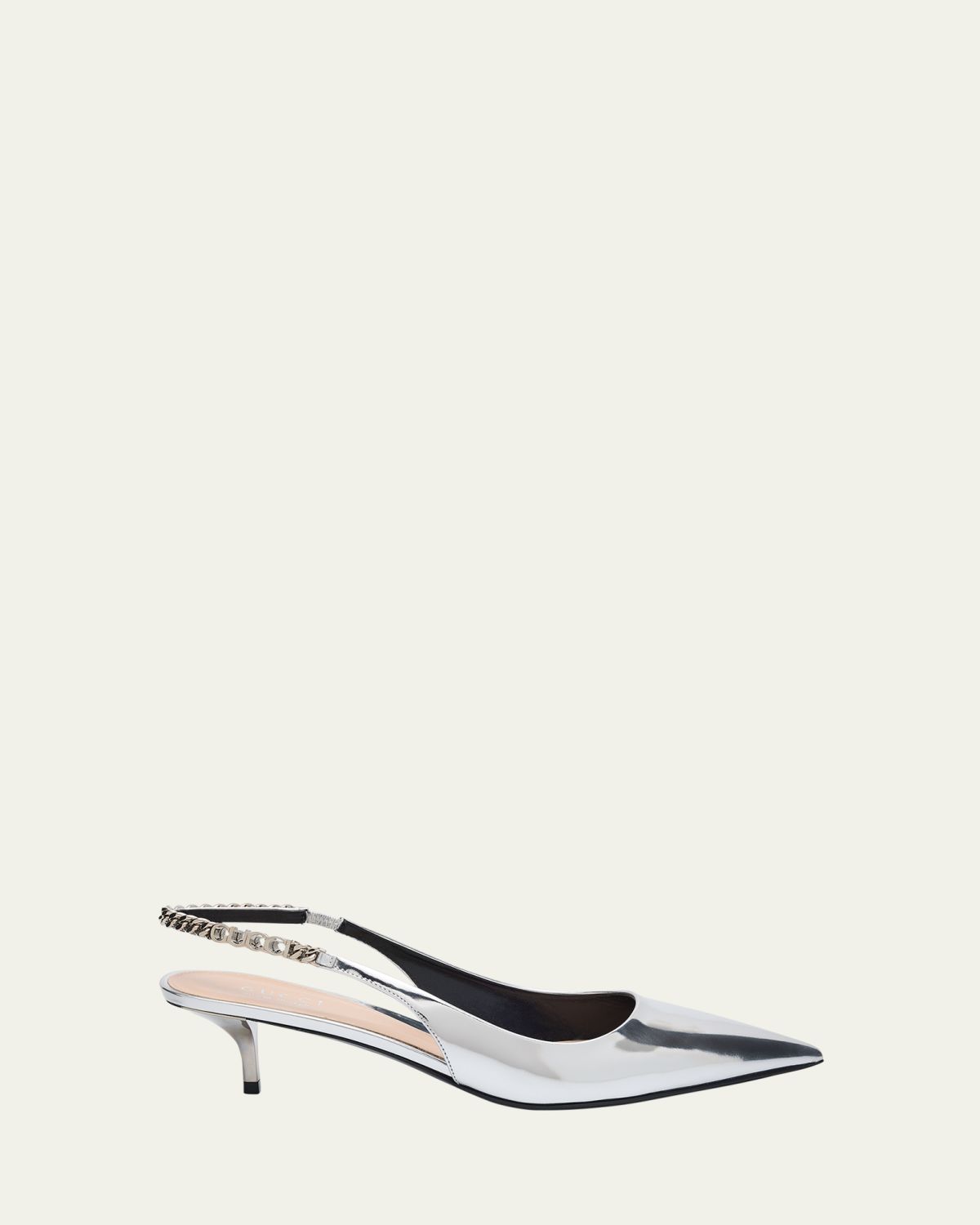 Gucci Signoria Metallic Leather Chain Slingback Pumps | Thumbnail 6 Gucci Signoria Metallic Leather Chain Slingback Pumps | Thumbnail 6