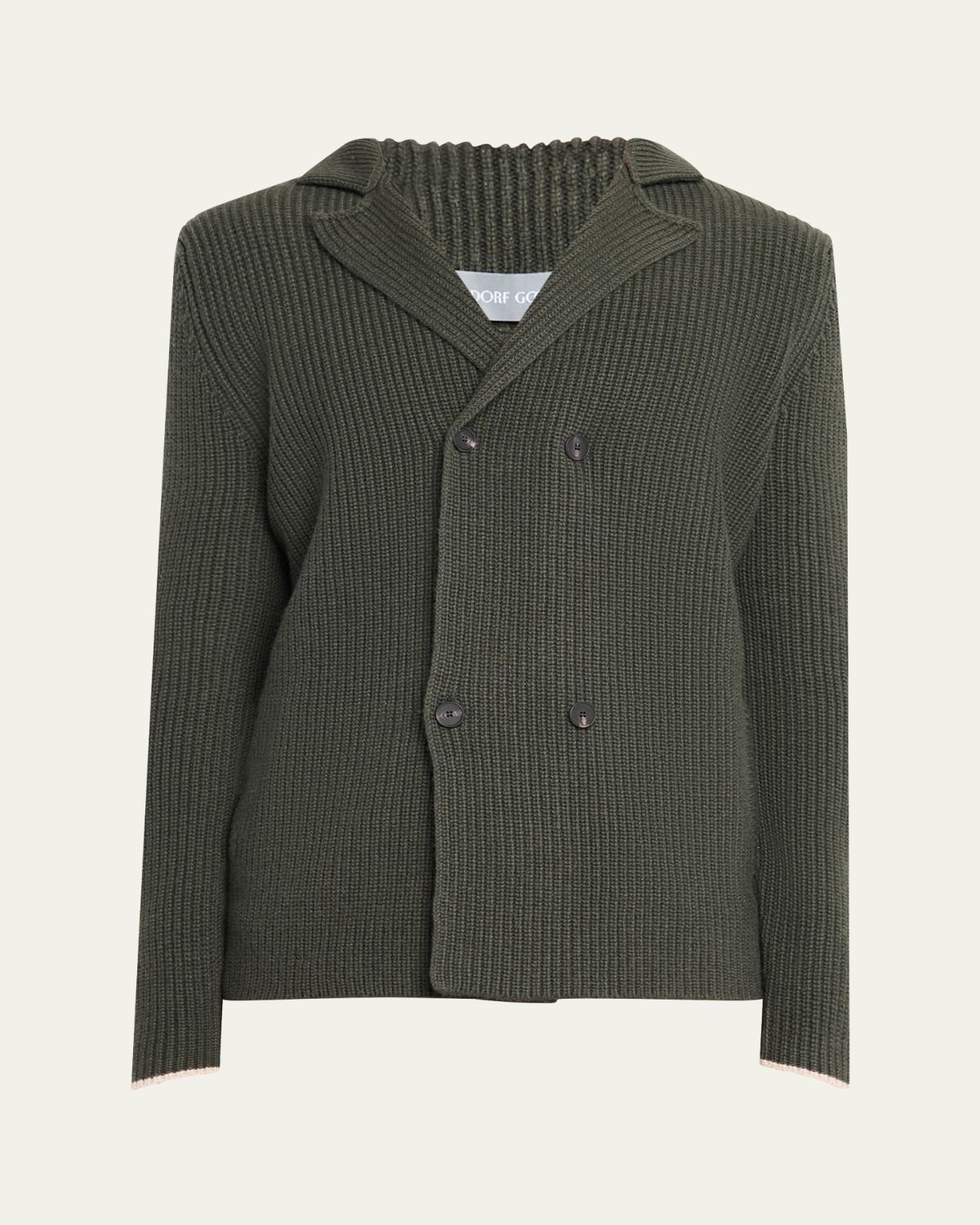 Bergdorf Goodman Men's Cashmere Rib Double-Breasted Jacket