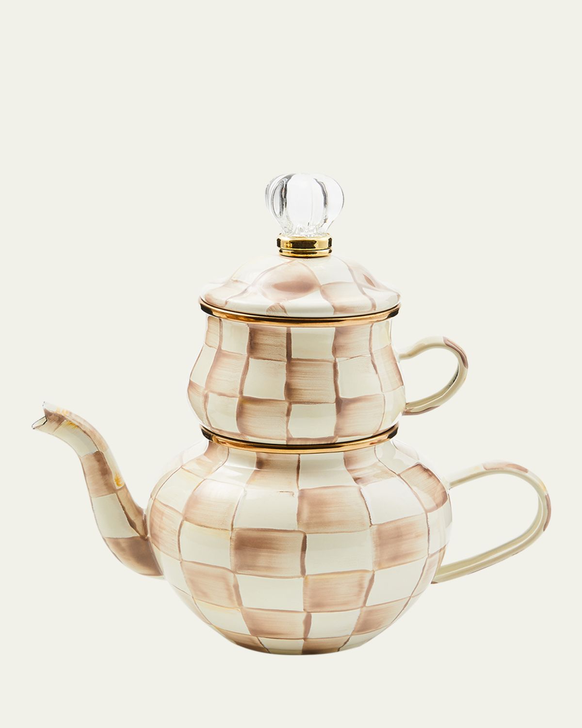 MacKenzie-Childs Mocha Check High Tea Set