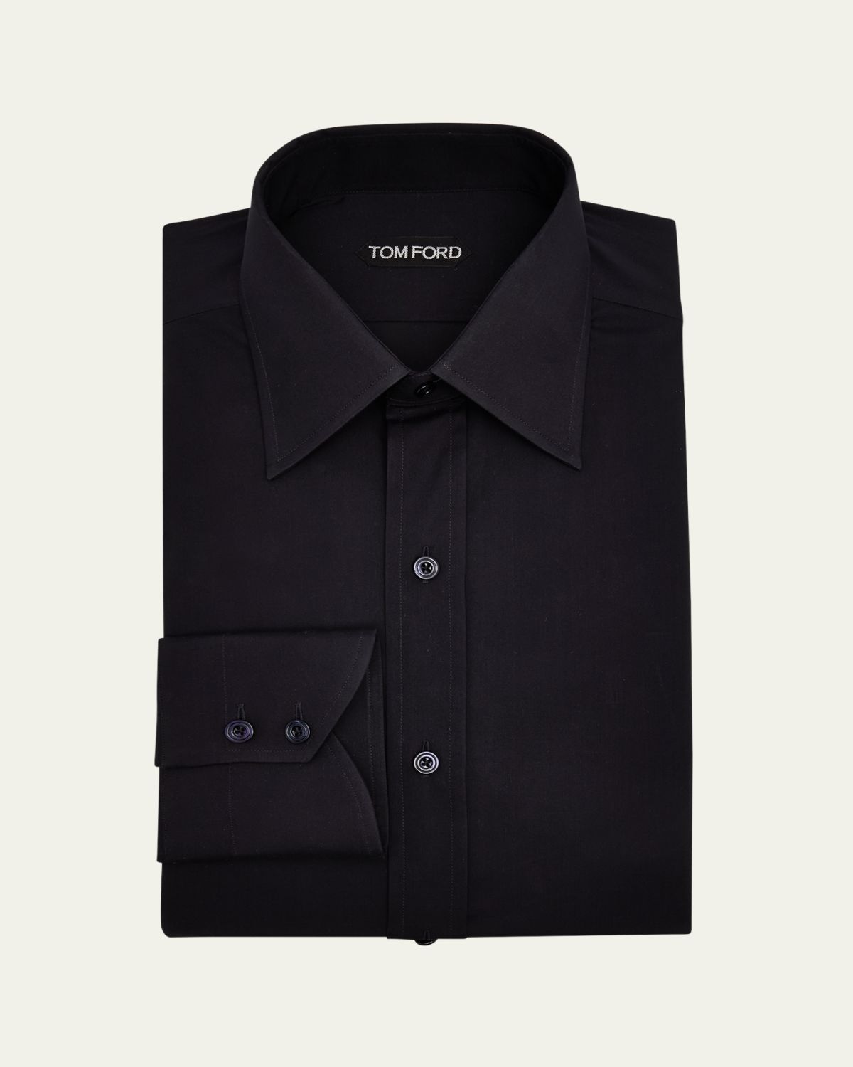 TOM FORD Men's Poplin Point-Collar Dress Shirt