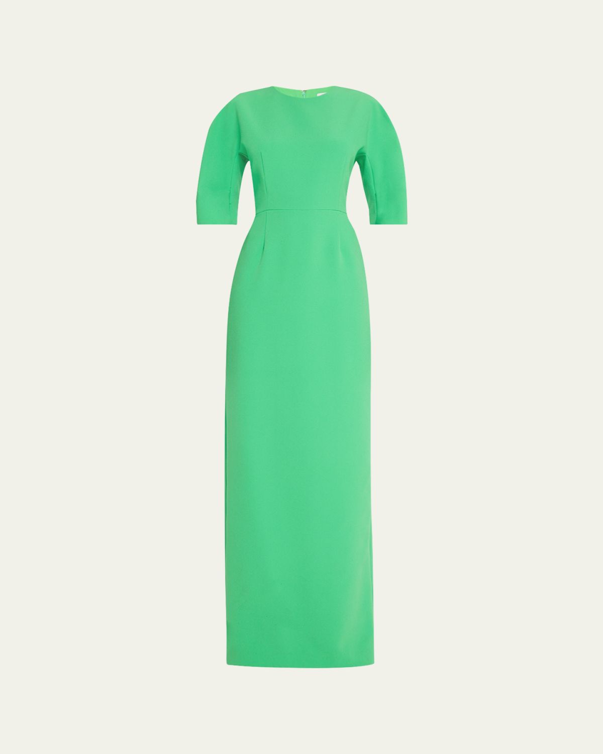 Rickie Freeman for Teri Jon Elbow-Sleeve Crepe Column Gown