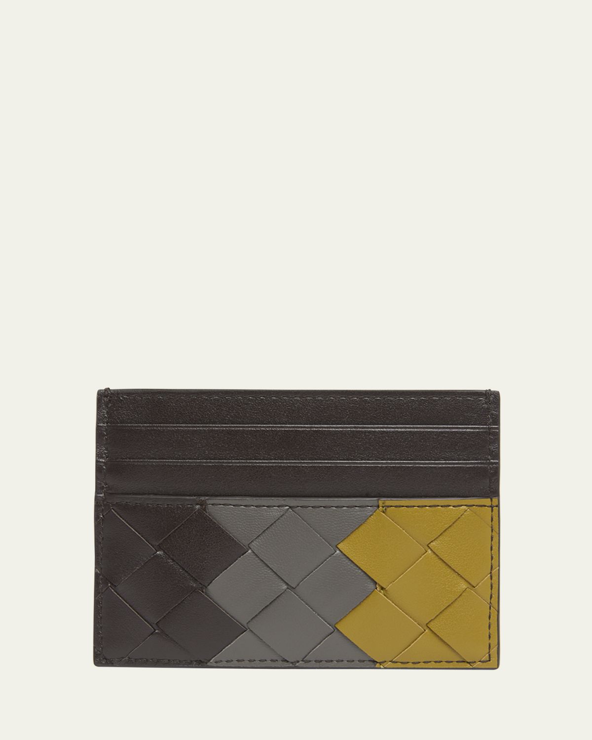 Bottega Veneta Men's Tricolor Intrecciato Leather Card Holder