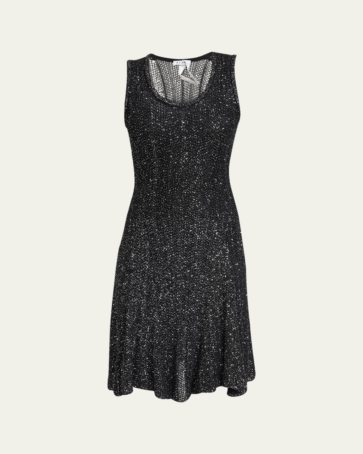ALAIA Sequined Fit-Flare Knit Mini Dress