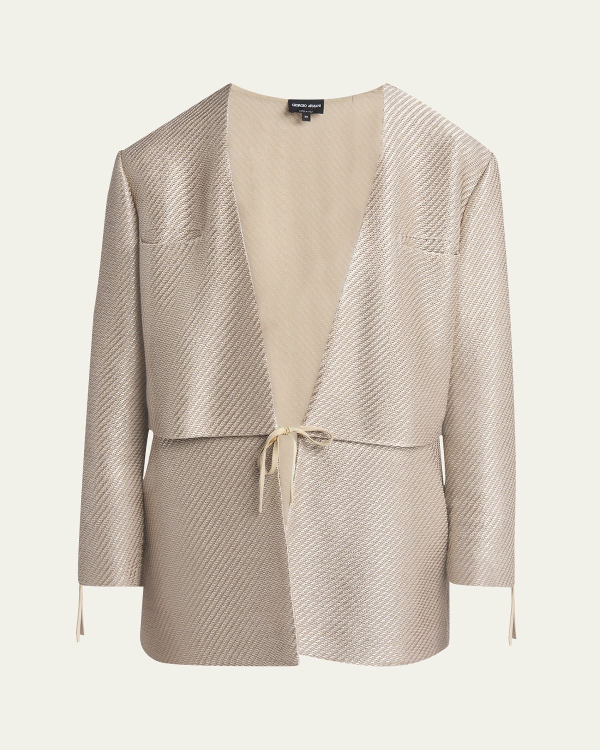 Giorgio Armani Shiny Raffia Jersey Jacquard Tie Jacket | Thumbnail 6 Giorgio Armani Shiny Raffia Jersey Jacquard Tie Jacket | Thumbnail 6