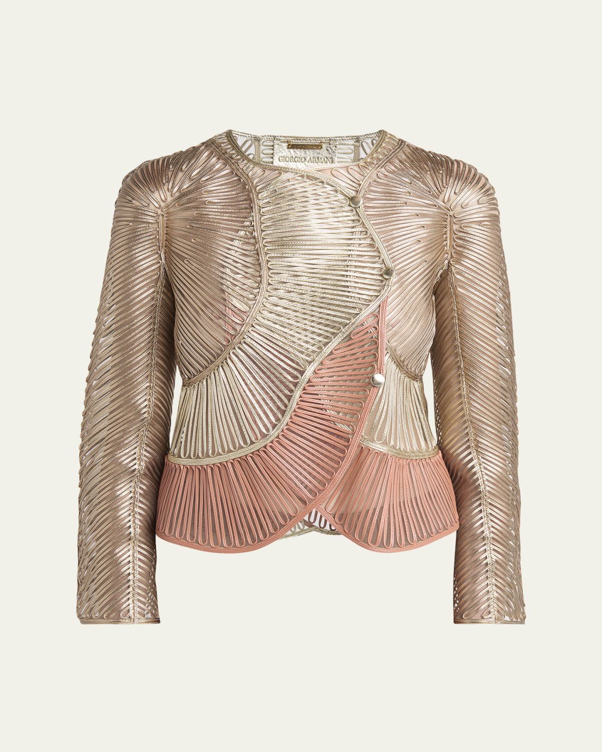 Giorgio Armani Metallic Soutache Two-Tone Leather Jacket