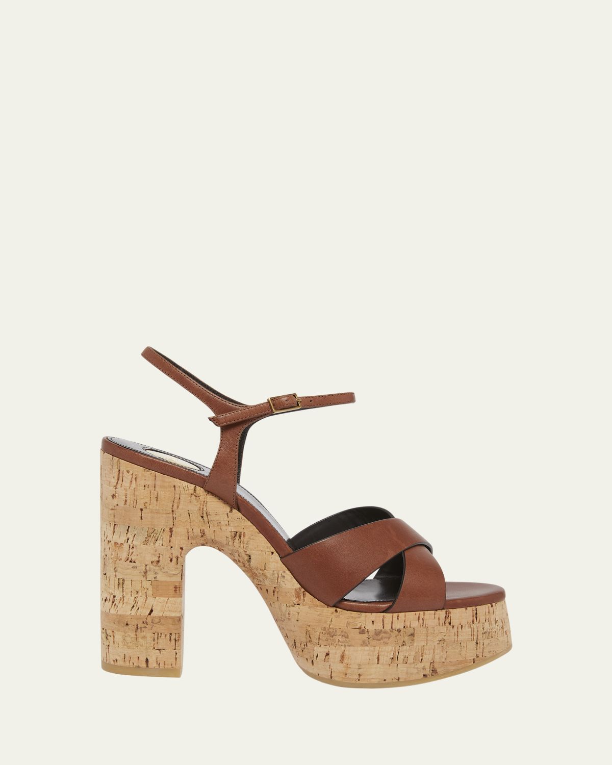 Saint Laurent Bianca Leather Cork Platform Sandals