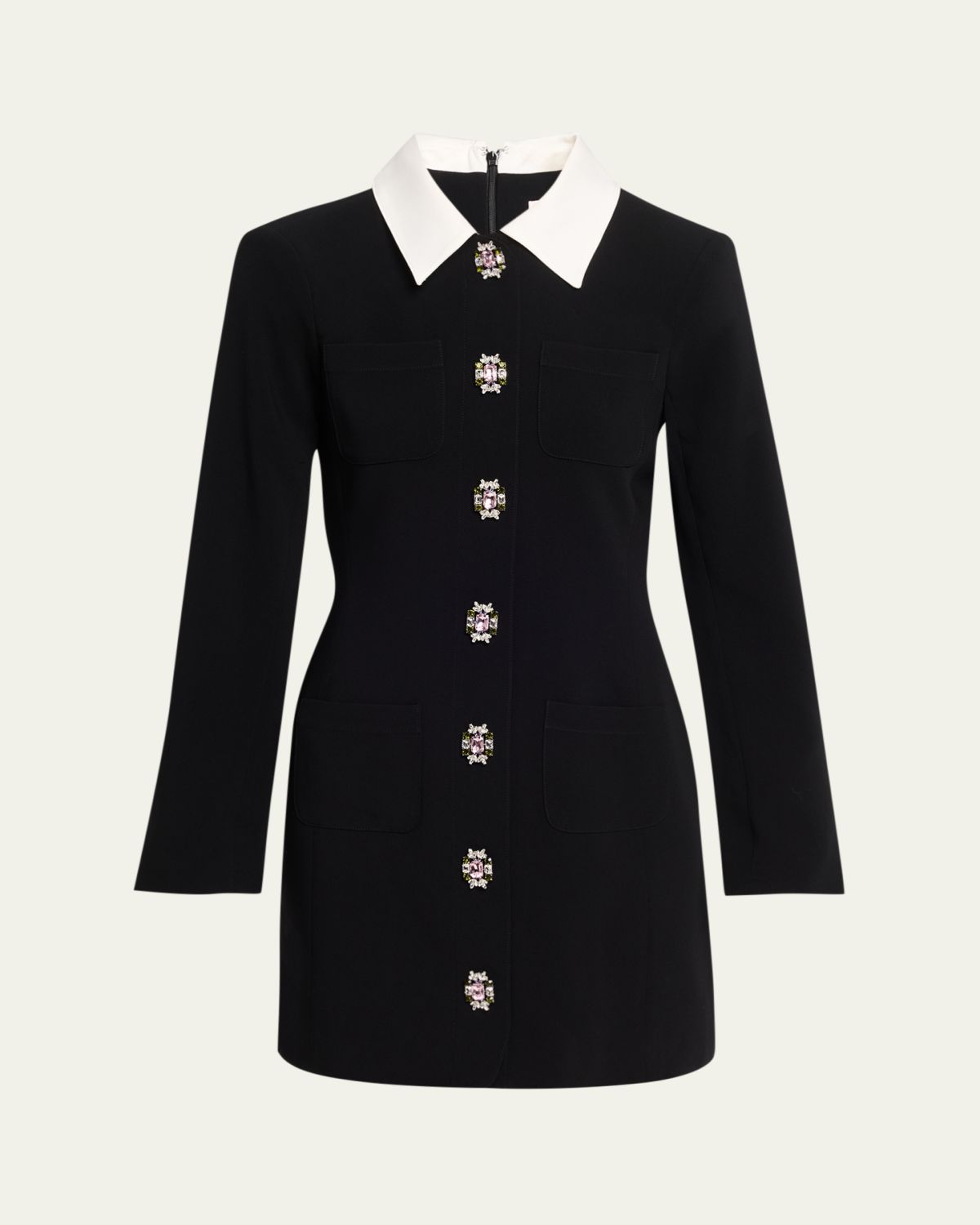 Cinq a Sept Sheryl Tailored Crystal-Button Mini Dress