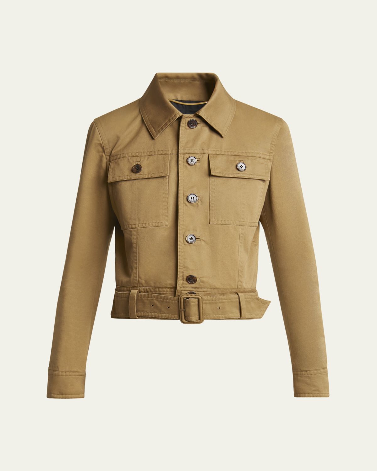 Saint Laurent Collared Button Down Belted Jacket