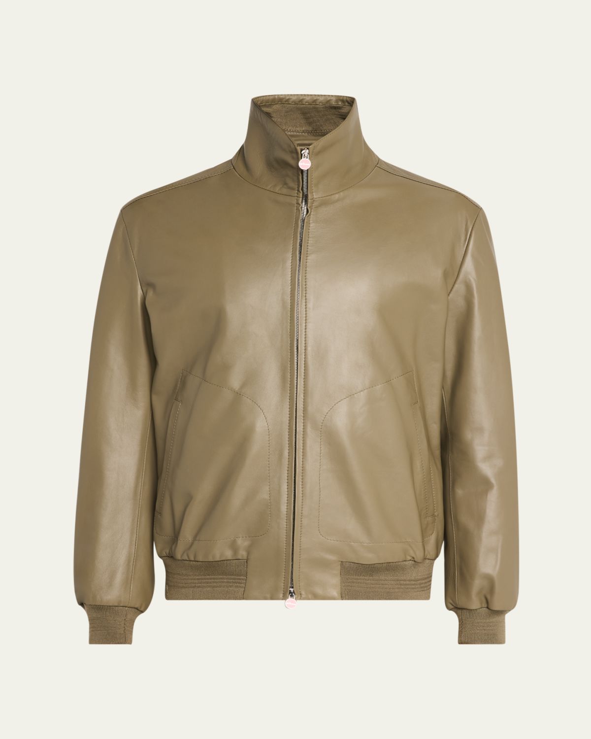 Kiton Men's Leather Full-Zip Bomber Jacket