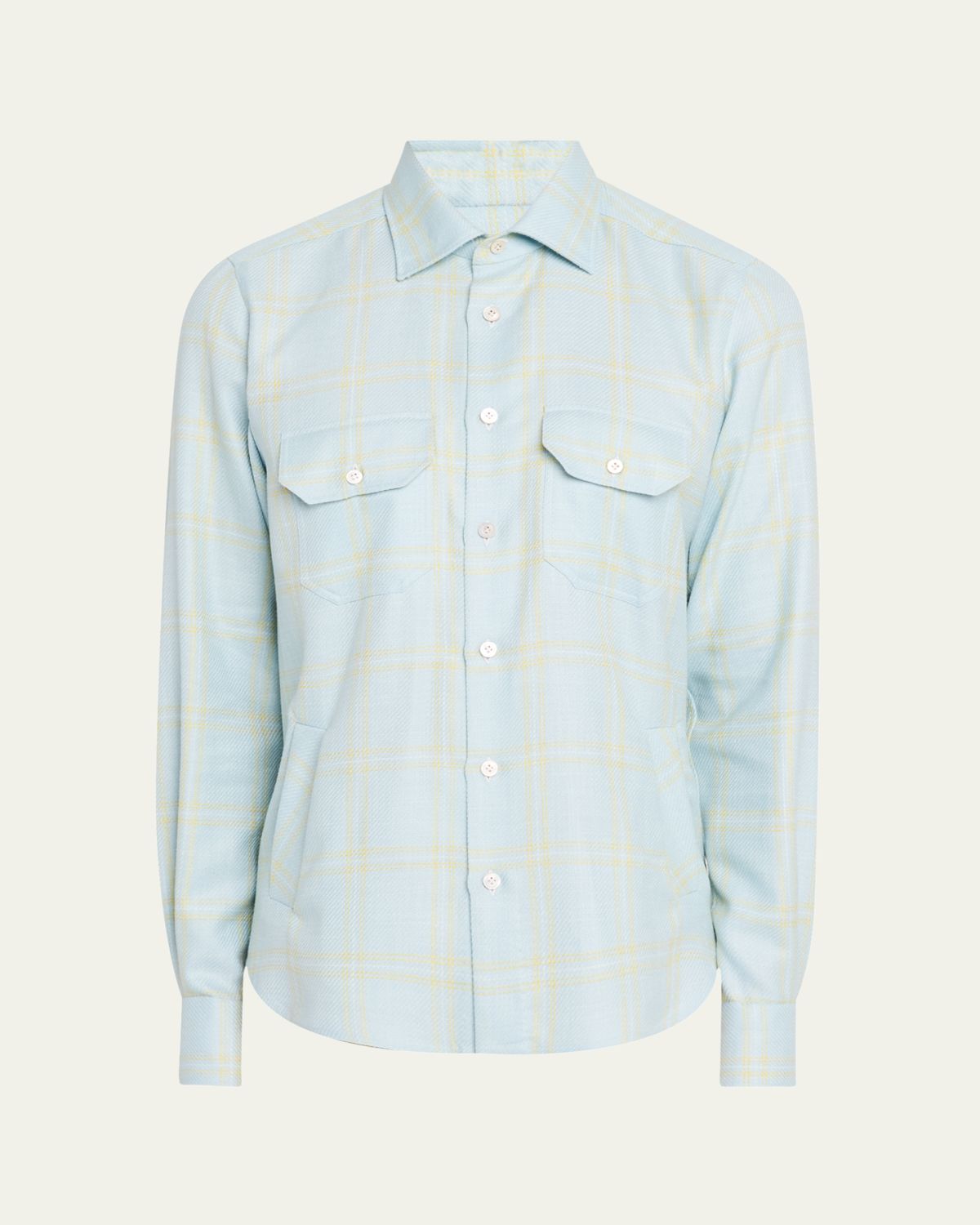 Kiton Men's Plaid Shirt Jacket