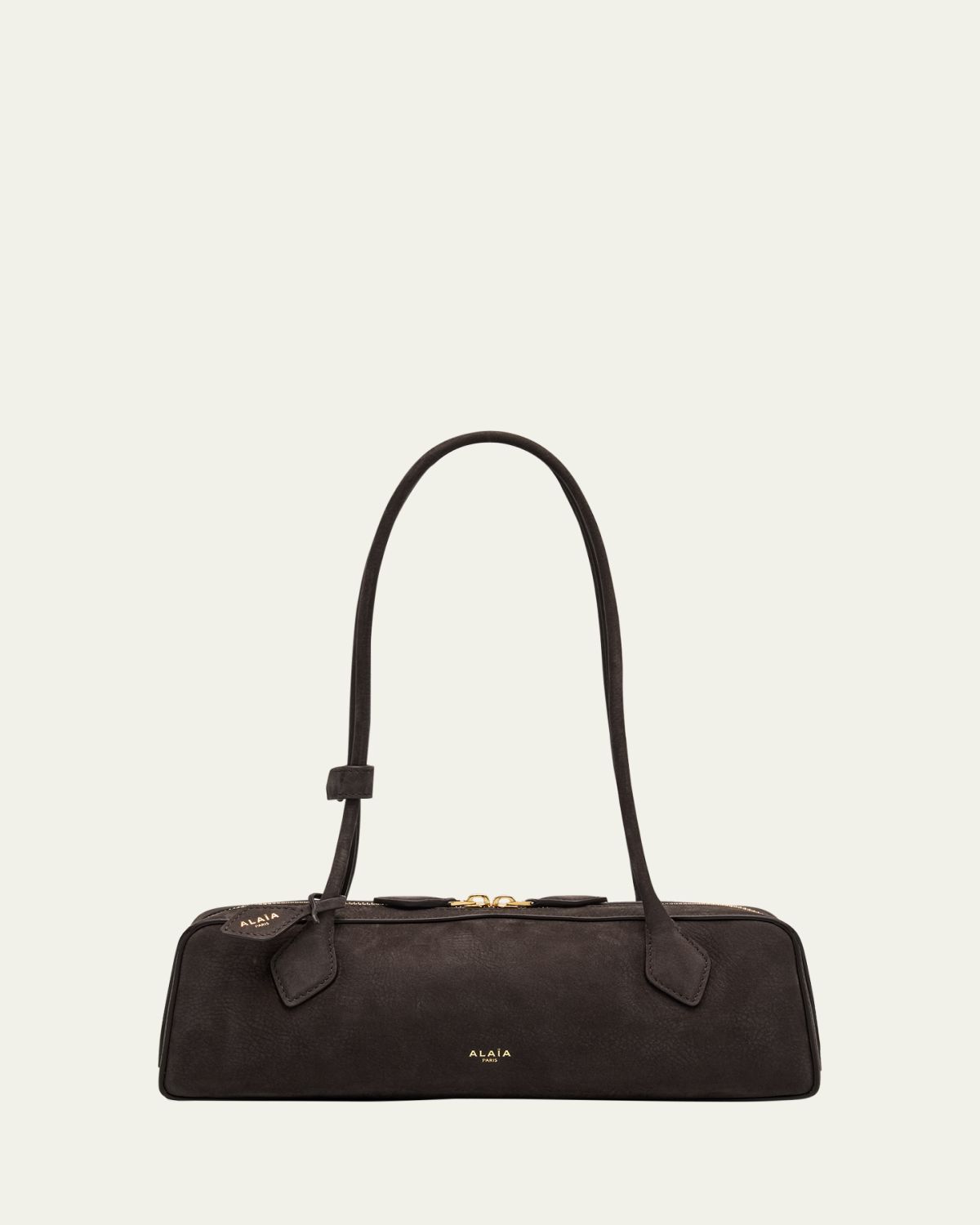 ALAIA Le Teckel Medium Suede Shoulder Bag