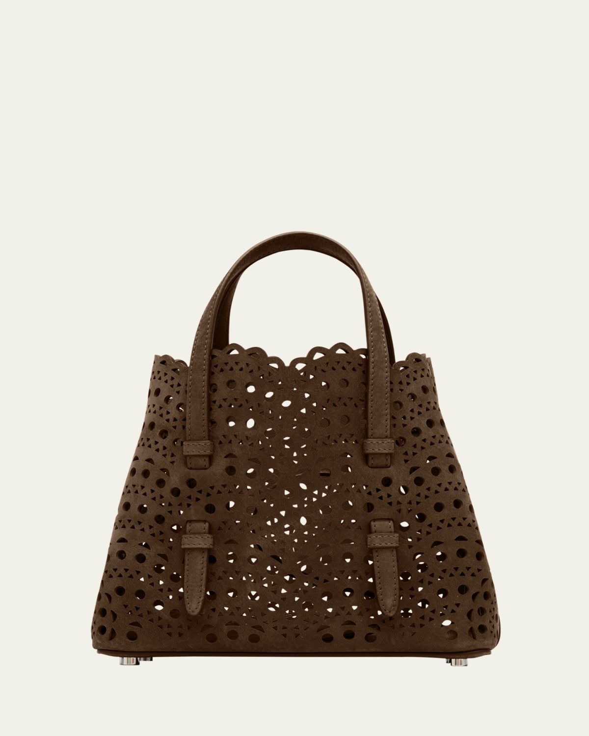 ALAIA Mina 20 Top-Handle Bag in Perforated Suede