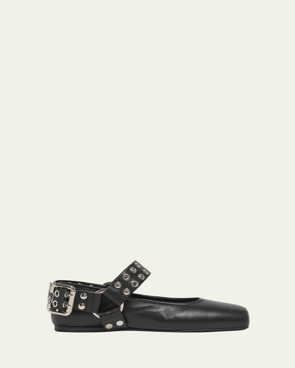 ALAIA Leather Grommet Harness Ballerina Flats