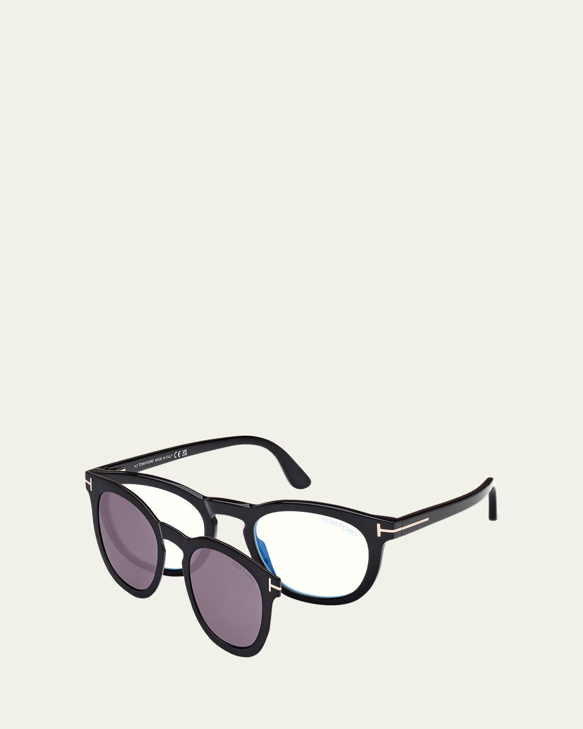 TOM FORD Men's FT5993-BM Round Blue-Block Optical Frames with Magnetic Sunglasses Clip | Thumbnail 3 TOM FORD Men's FT5993-BM Round Blue-Block Optical Frames with Magnetic Sunglasses Clip | Thumbnail 3