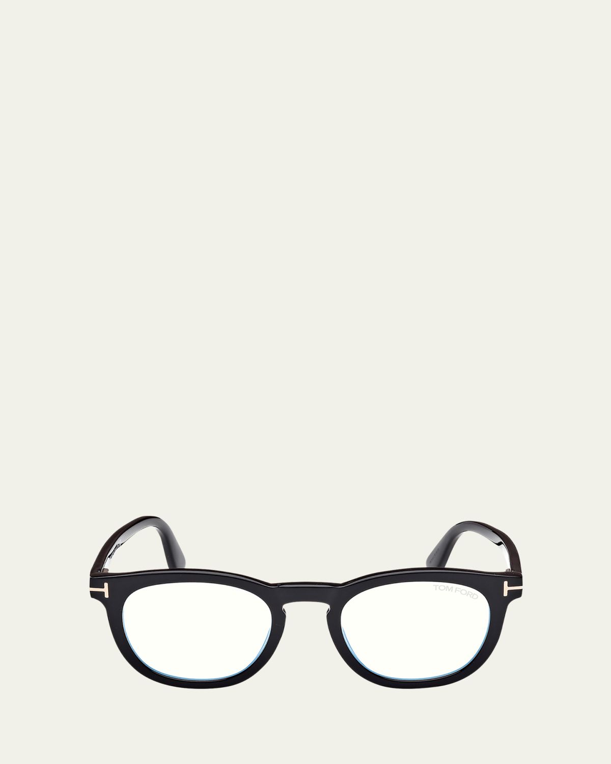 TOM FORD Men's FT5993-BM Round Blue-Block Optical Frames with Magnetic Sunglasses Clip