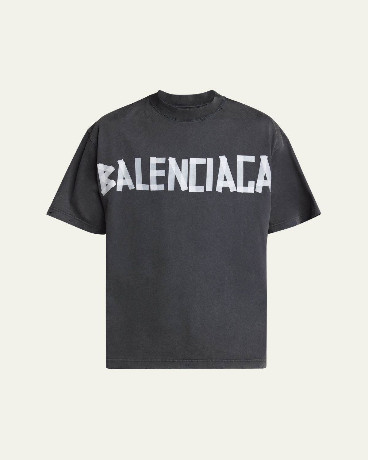 Balenciaga Men's Faded Tape Logo T-Shirt