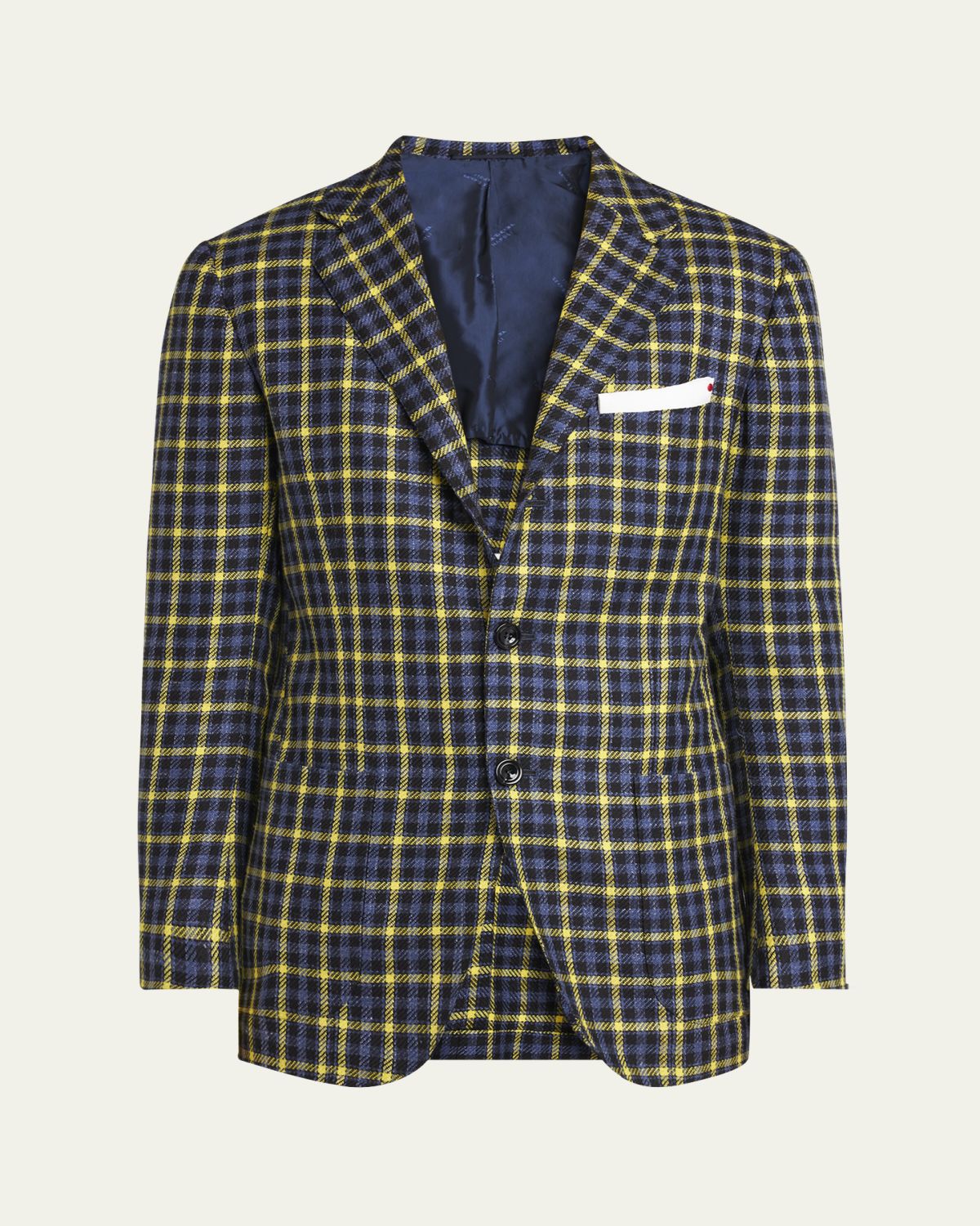 Kiton Men's Cashmere-Blend Check Sport Coat