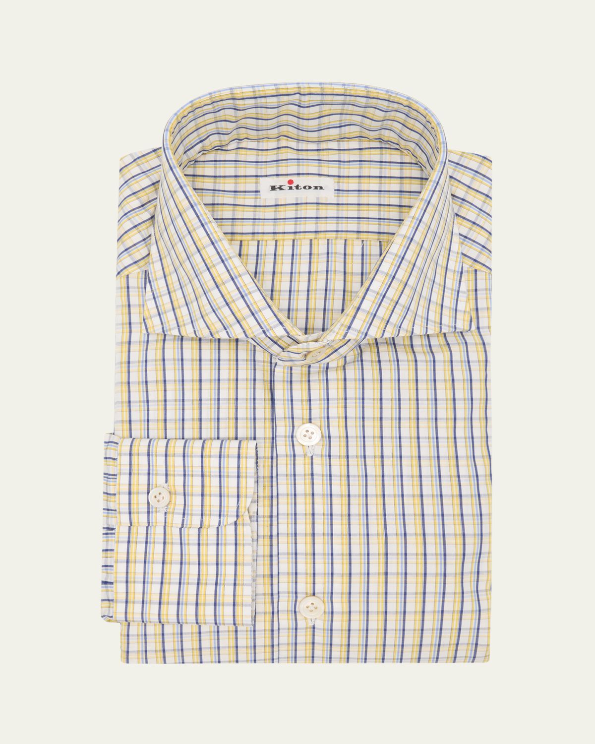 Kiton Men's Cotton Graph Check Dress Shirt