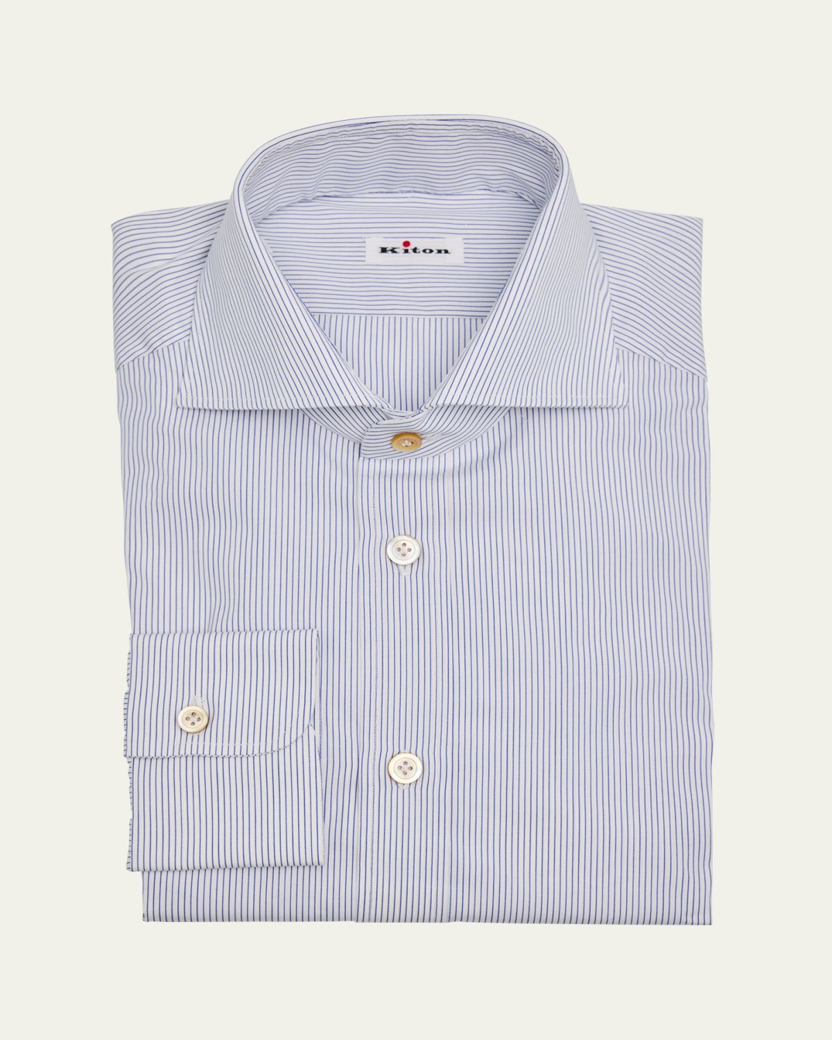 Kiton Men's Cotton Hairline Stripe Dress Shirt