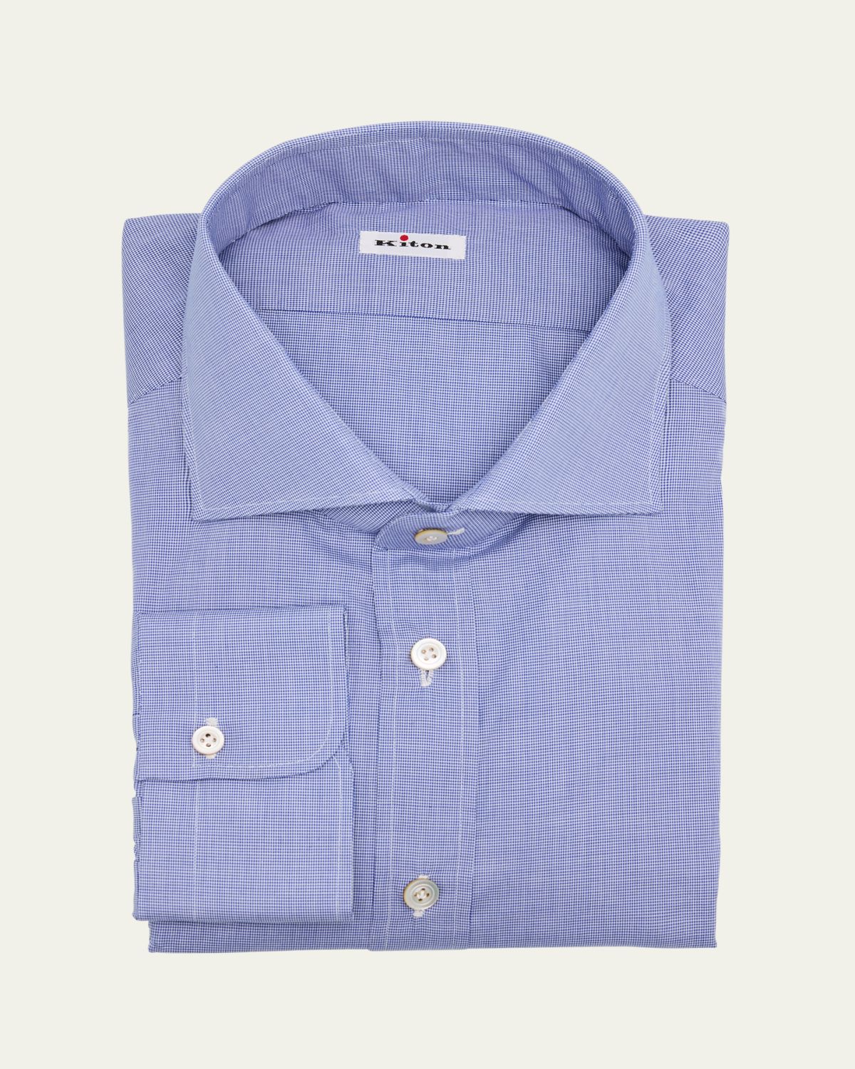 Kiton Men's Cotton Micro-Houndstooth Dress Shirt