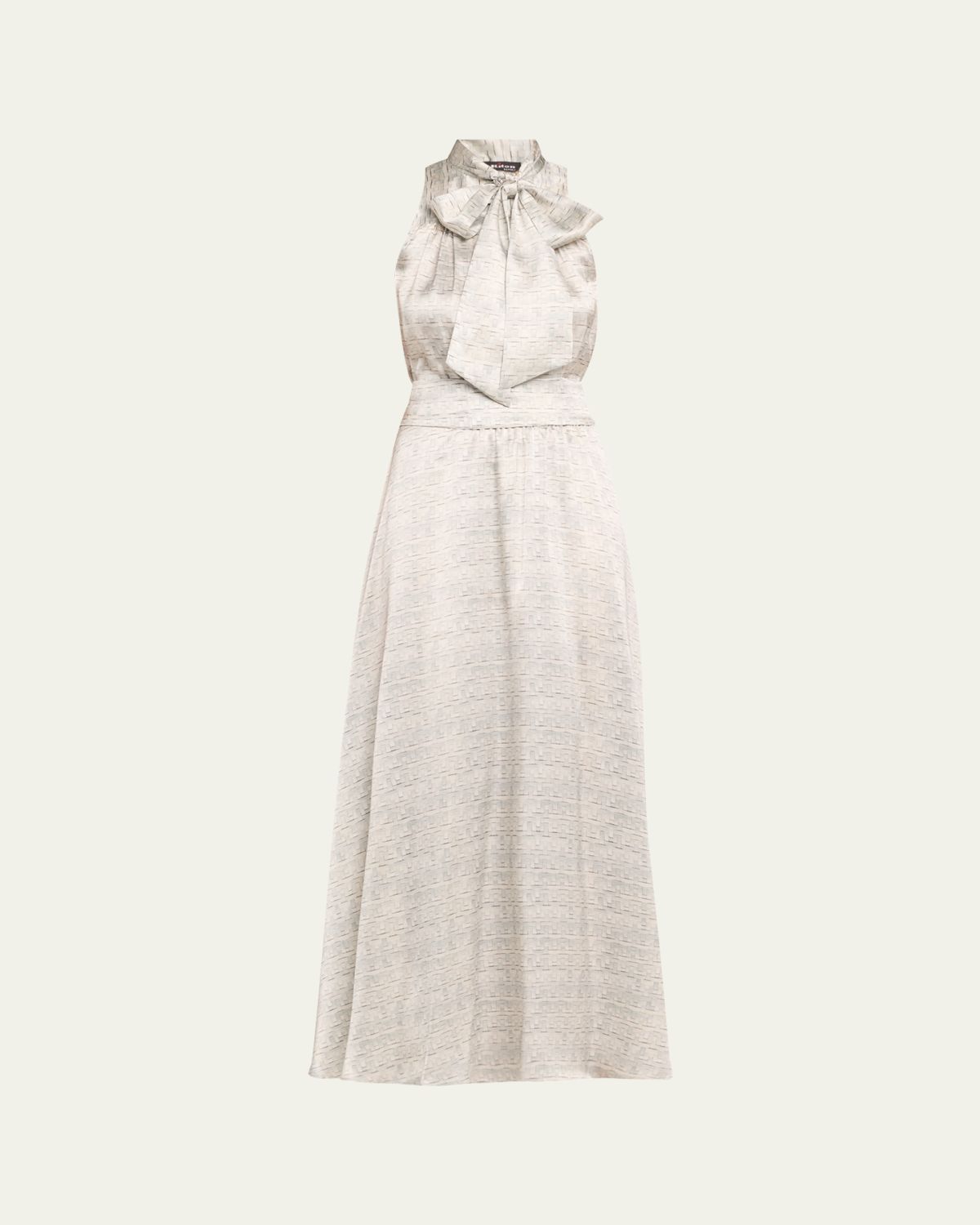 Kiton Long Printed Silk Sleeveless Dress with Scarf