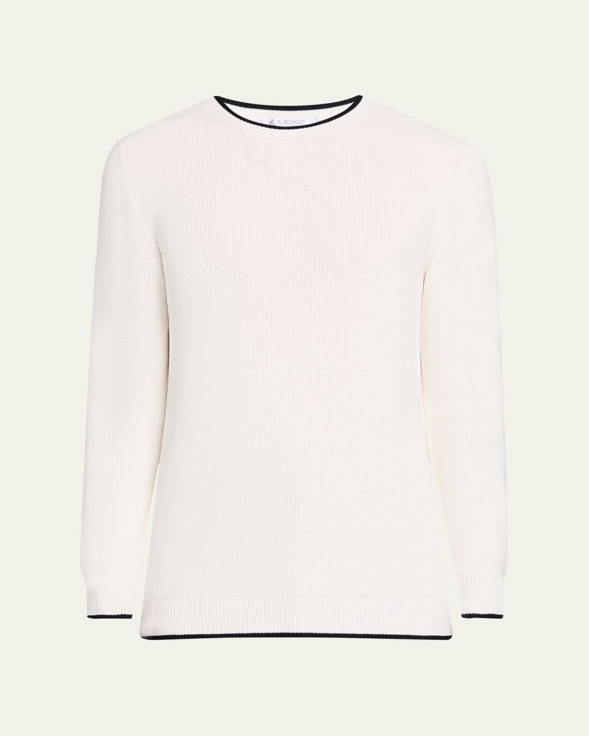 Bergdorf Goodman Men's Tipped Silk-Cotton Rib Sweater
