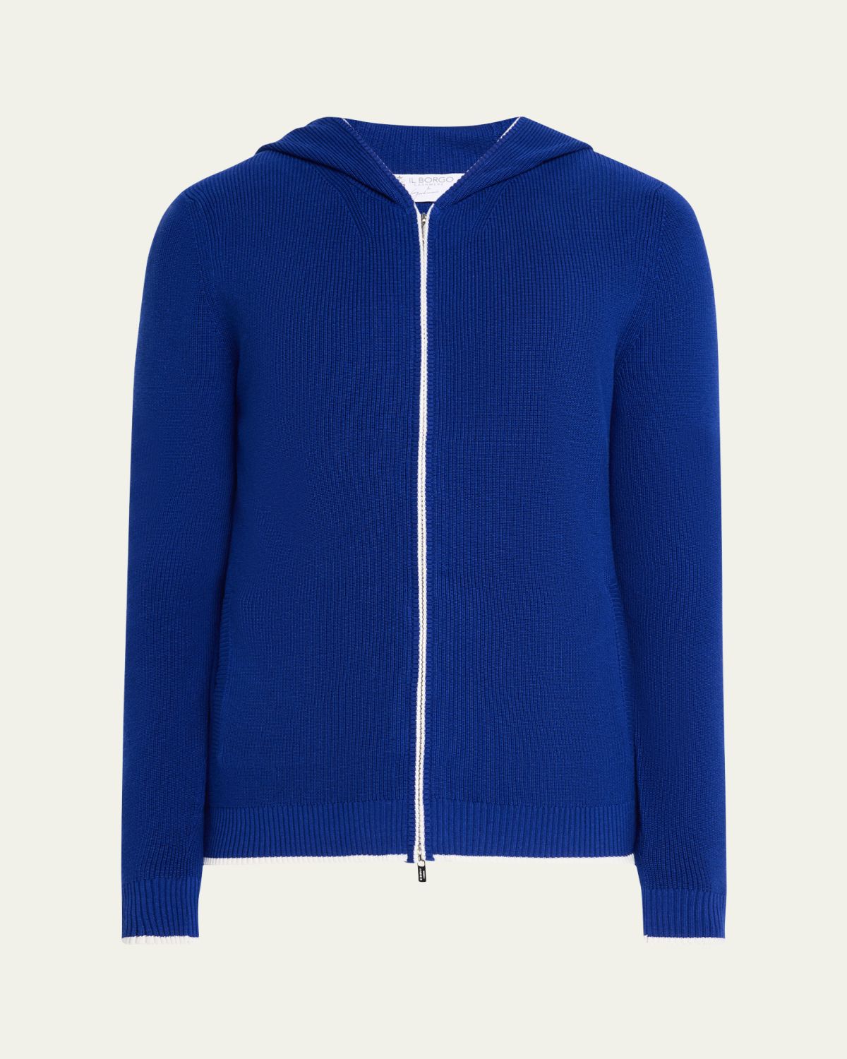 Bergdorf Goodman Men's Rib-Knit Hooded Zip Sweater