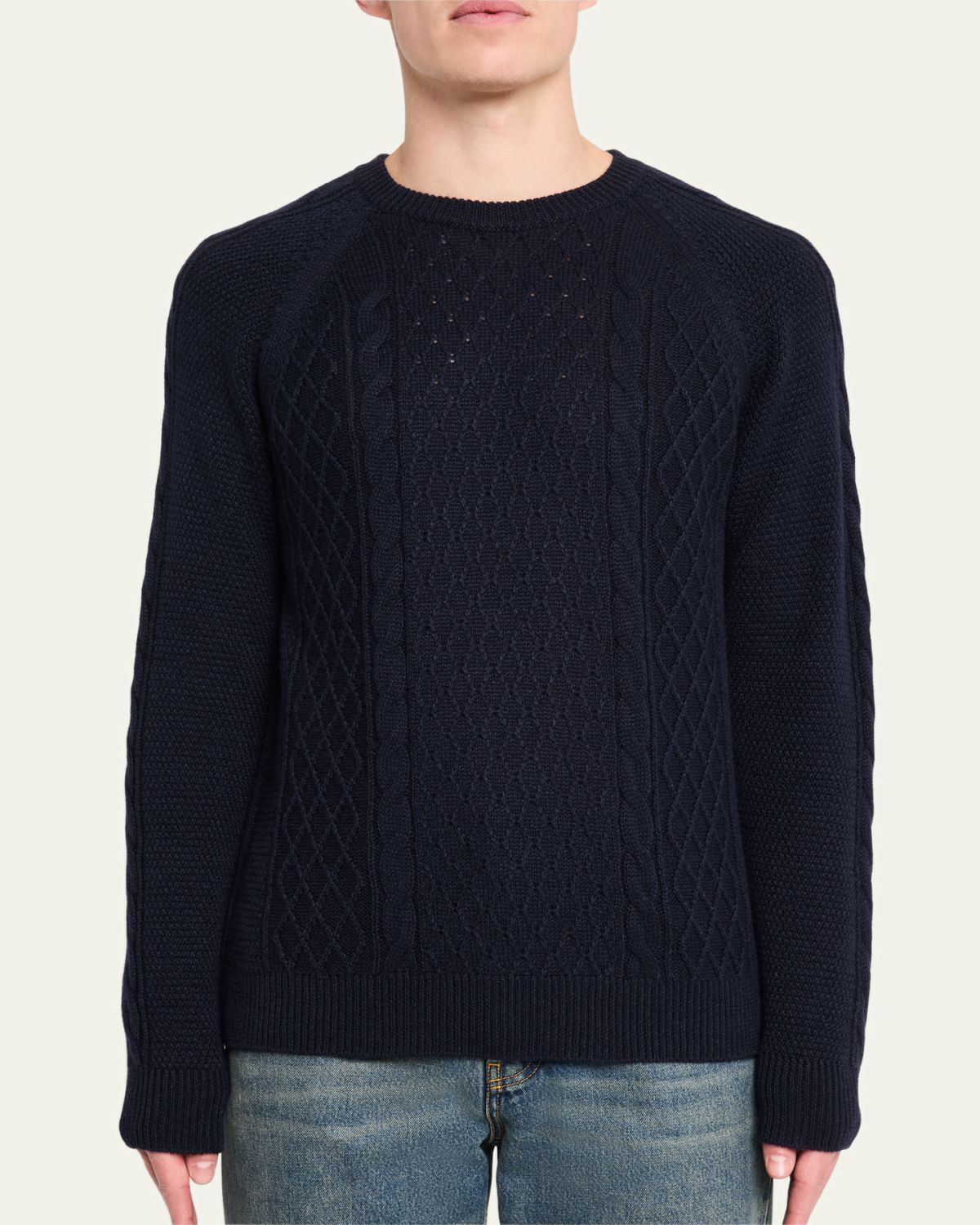 Bergdorf Goodman Men's Aran Linen-Cashmere Sweater