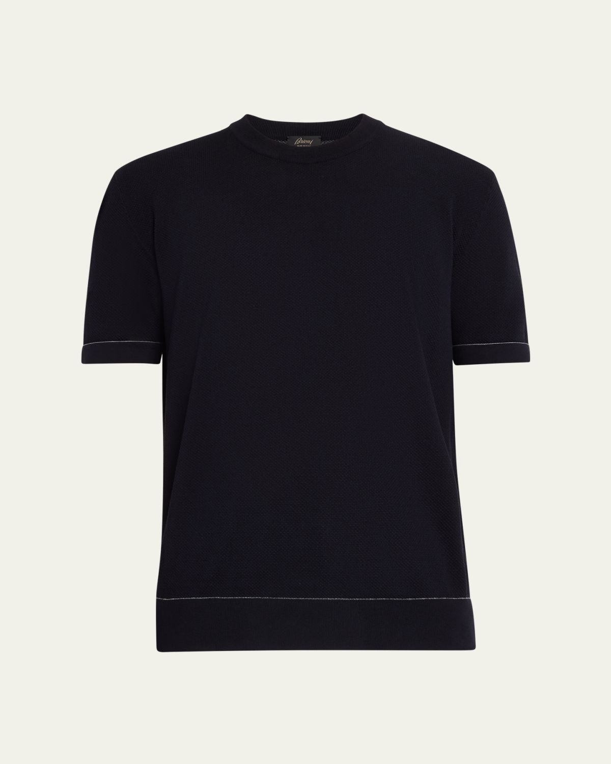 Brioni Men's Sea Island Cotton Short-Sleeve Crewneck Sweater | Thumbnail 10 Brioni Men's Sea Island Cotton Short-Sleeve Crewneck Sweater | Thumbnail 10