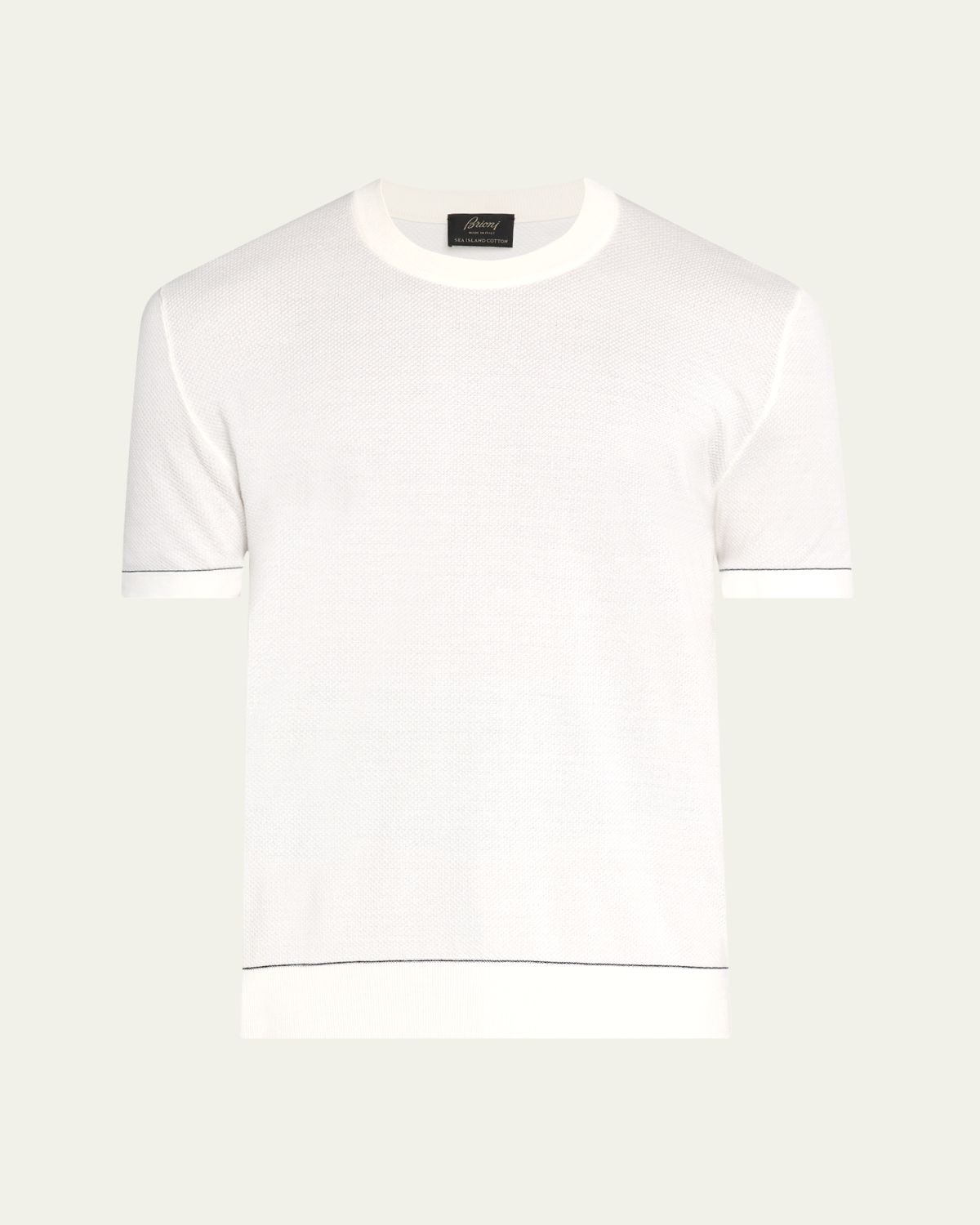 Brioni Men's Sea Island Cotton Short-Sleeve Crewneck Sweater