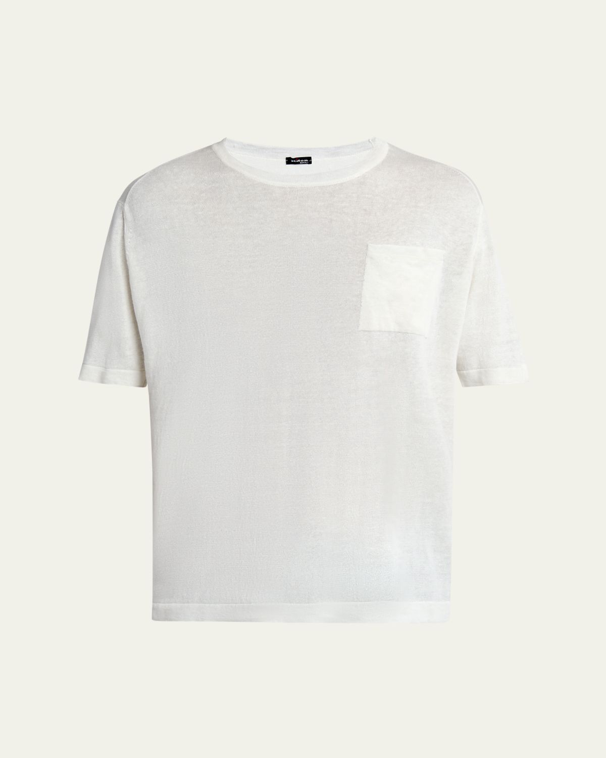 Kiton Men's Cotton and Linen Pocket T-Shirt