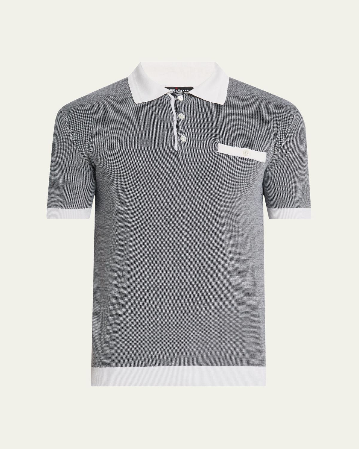 Kiton Men's Birdseye Silk and Cotton Polo Shirt