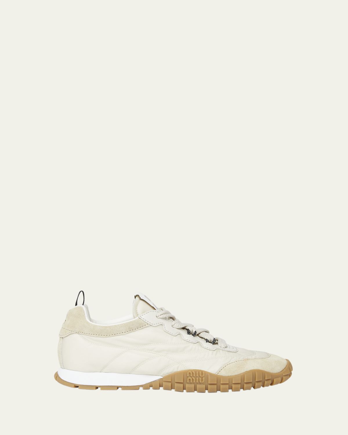 Miu Miu Low-Top Nylon & Leather Sneakers