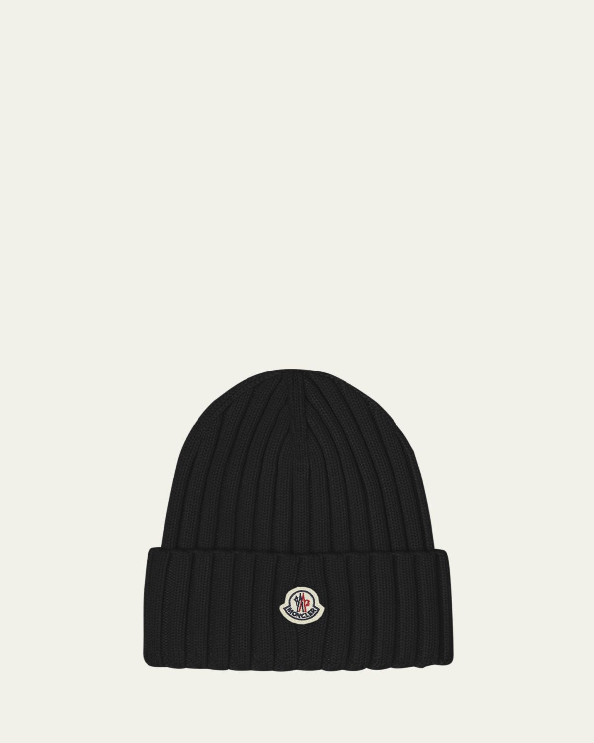 Moncler Ribbed Wool Logo Beanie