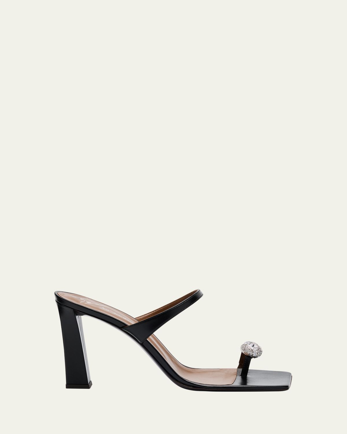 Giuseppe Zanotti Crystal Jewel Thin Strap Leather Sandals