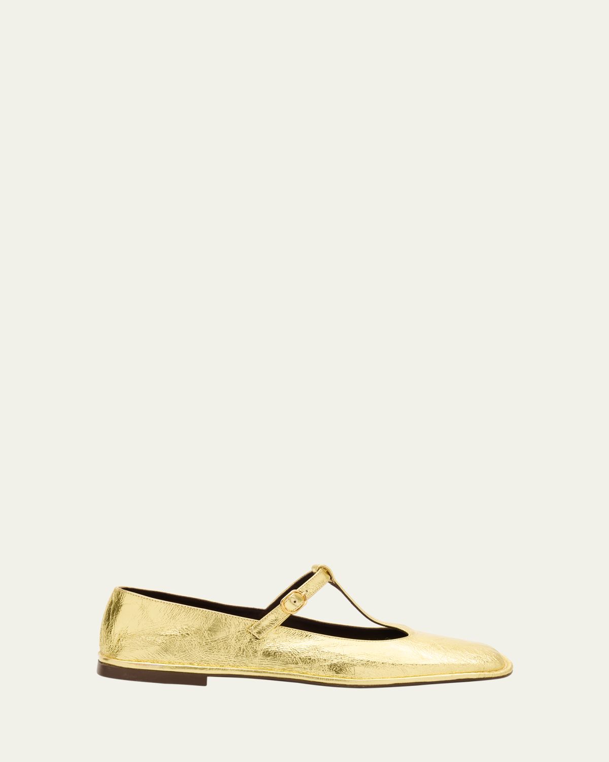 THE ROW Metallic T-Strap Ballerina Flats