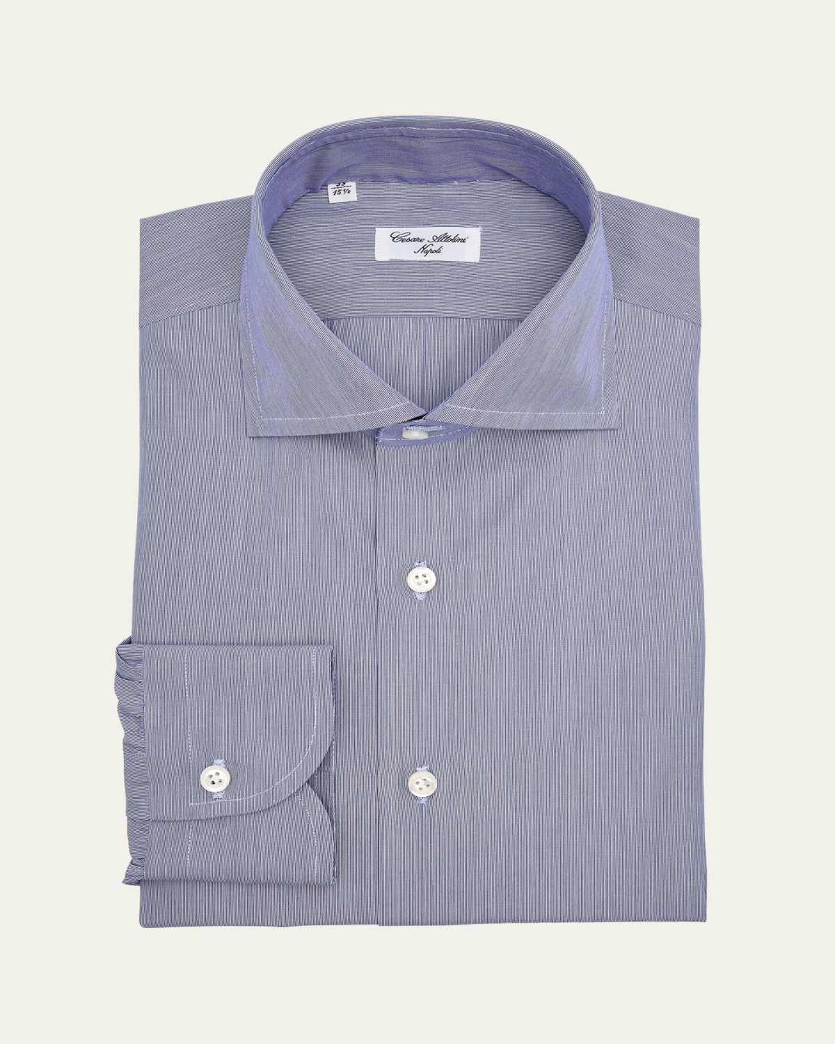 Cesare Attolini Men's Cotton Candy Stripe Dress Shirt