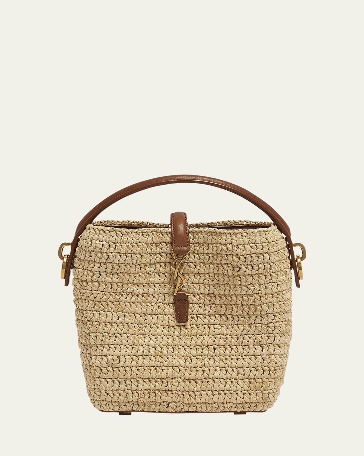 Saint Laurent Le 37 Mini YSL Bucket Bag in Raffia and Leather | Thumbnail 6 Saint Laurent Le 37 Mini YSL Bucket Bag in Raffia and Leather | Thumbnail 6