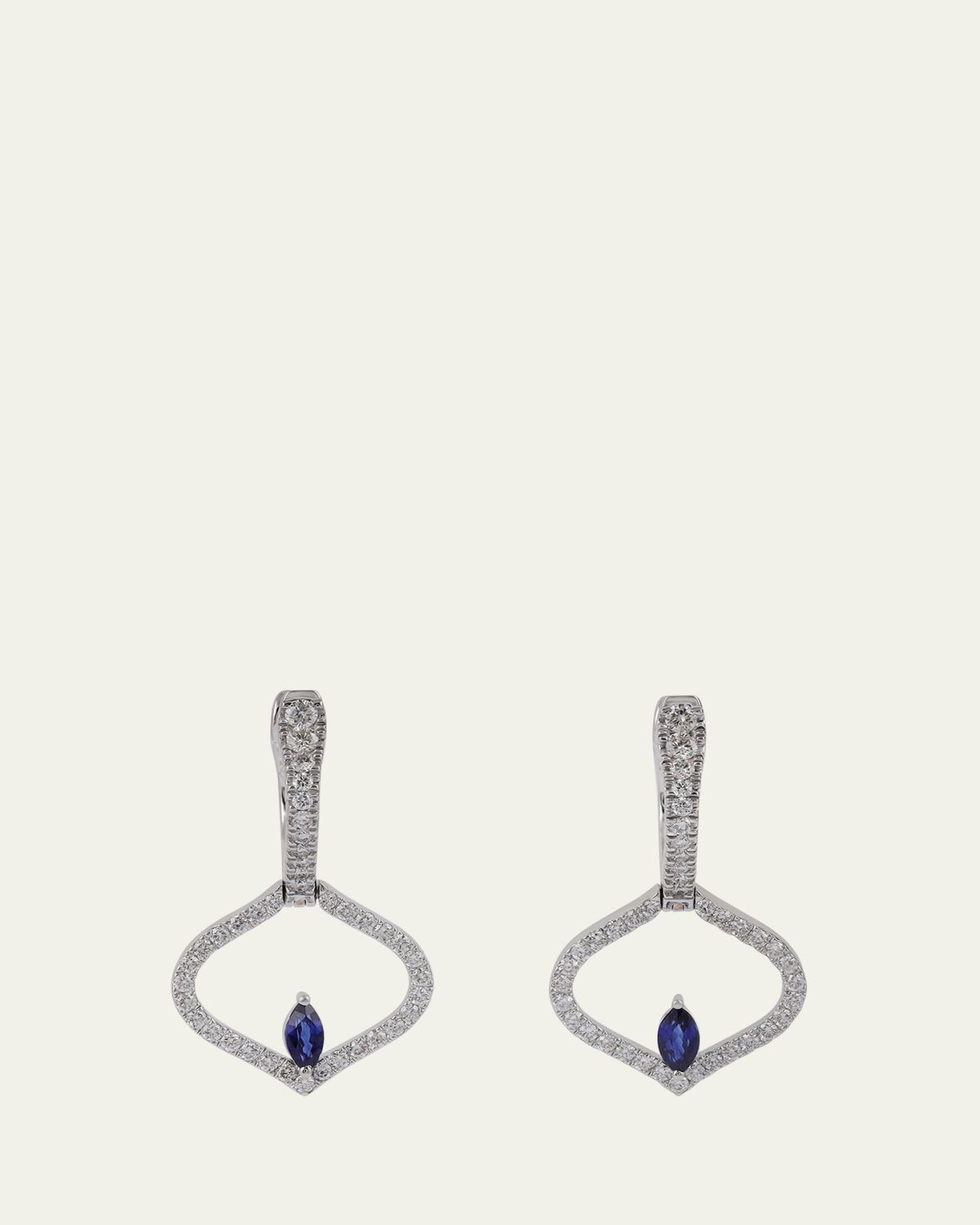 Gyan Jaipur Sarai Diamond and Blue Sapphire Single Motif Earrings
