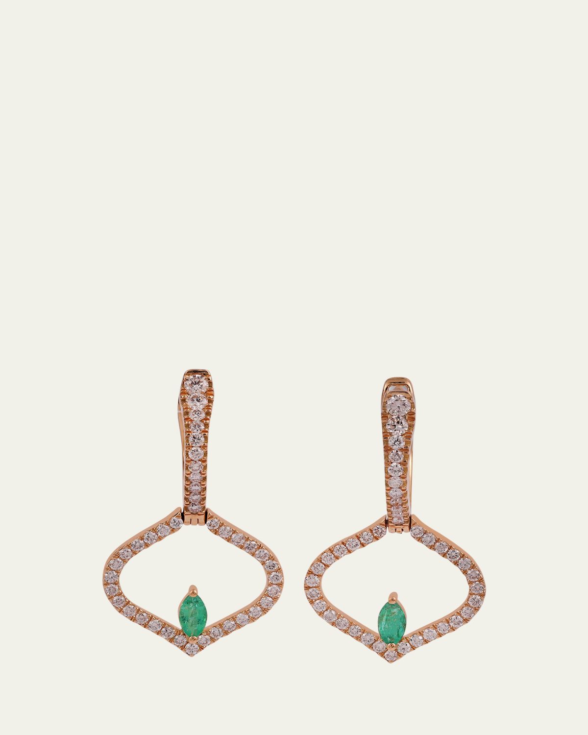 Gyan Jaipur Sarai Diamond and Emerald Single Motif Earrings
