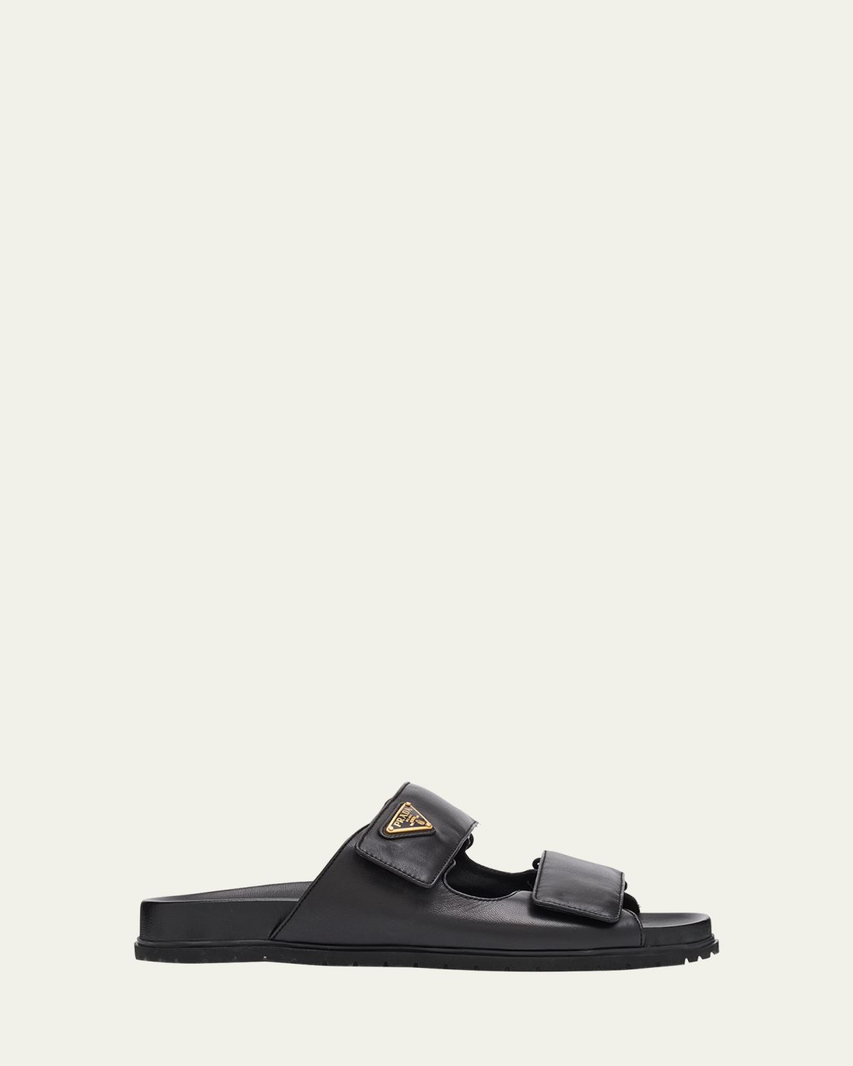 Prada Leather Double-Grip Slide Sandals