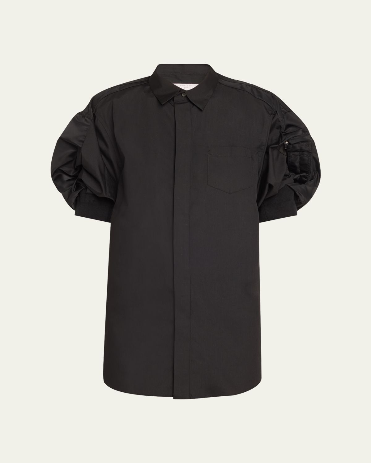 SACAI Cargo Sleeve Poplin Mini Shirt Dress
