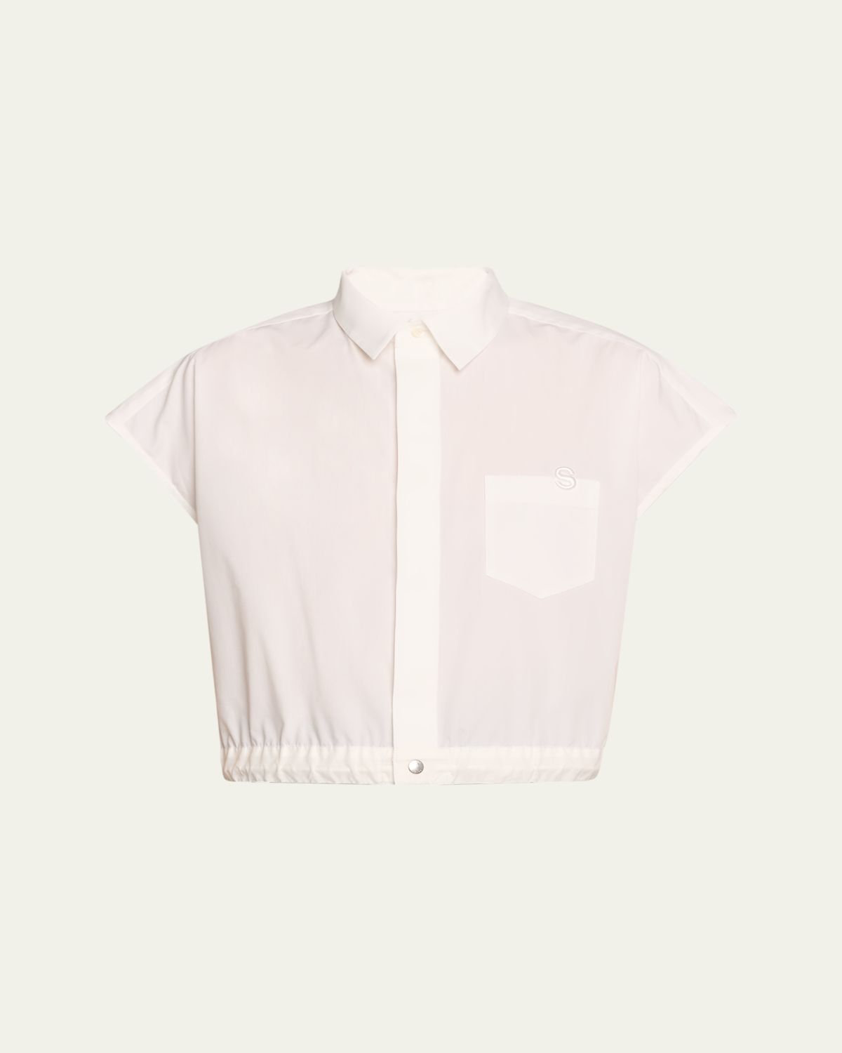 SACAI Poplin Drawsting Hem Cropped Shirt