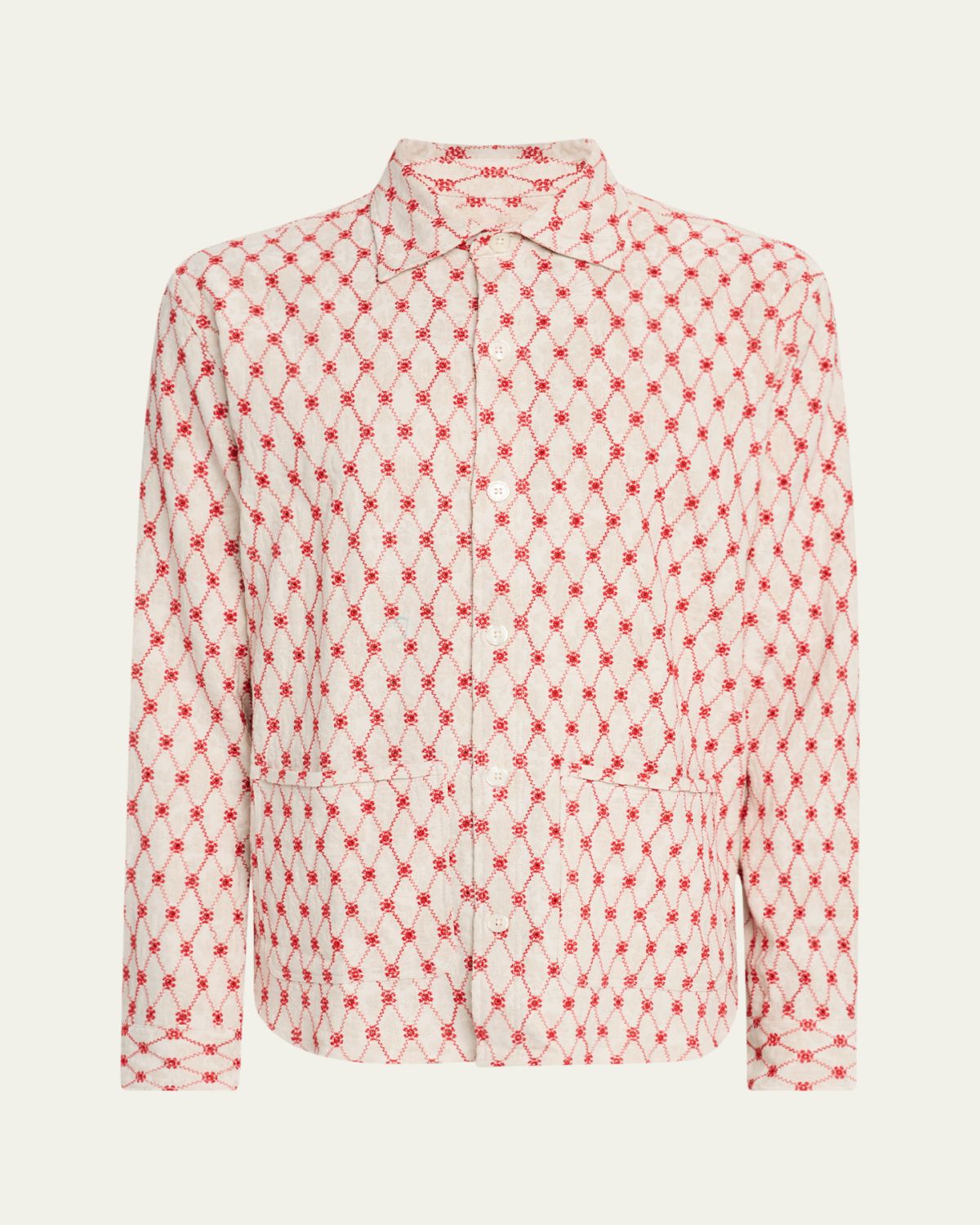 Orlebar Brown Men's Barkley Lattice Button-Down Shirt