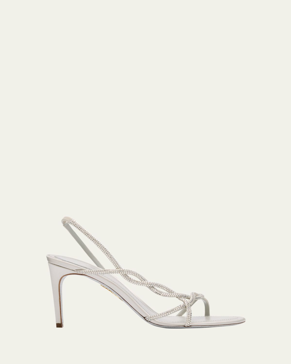 Rene Caovilla Satin Braided-Strap Sandals with Strass Detailing