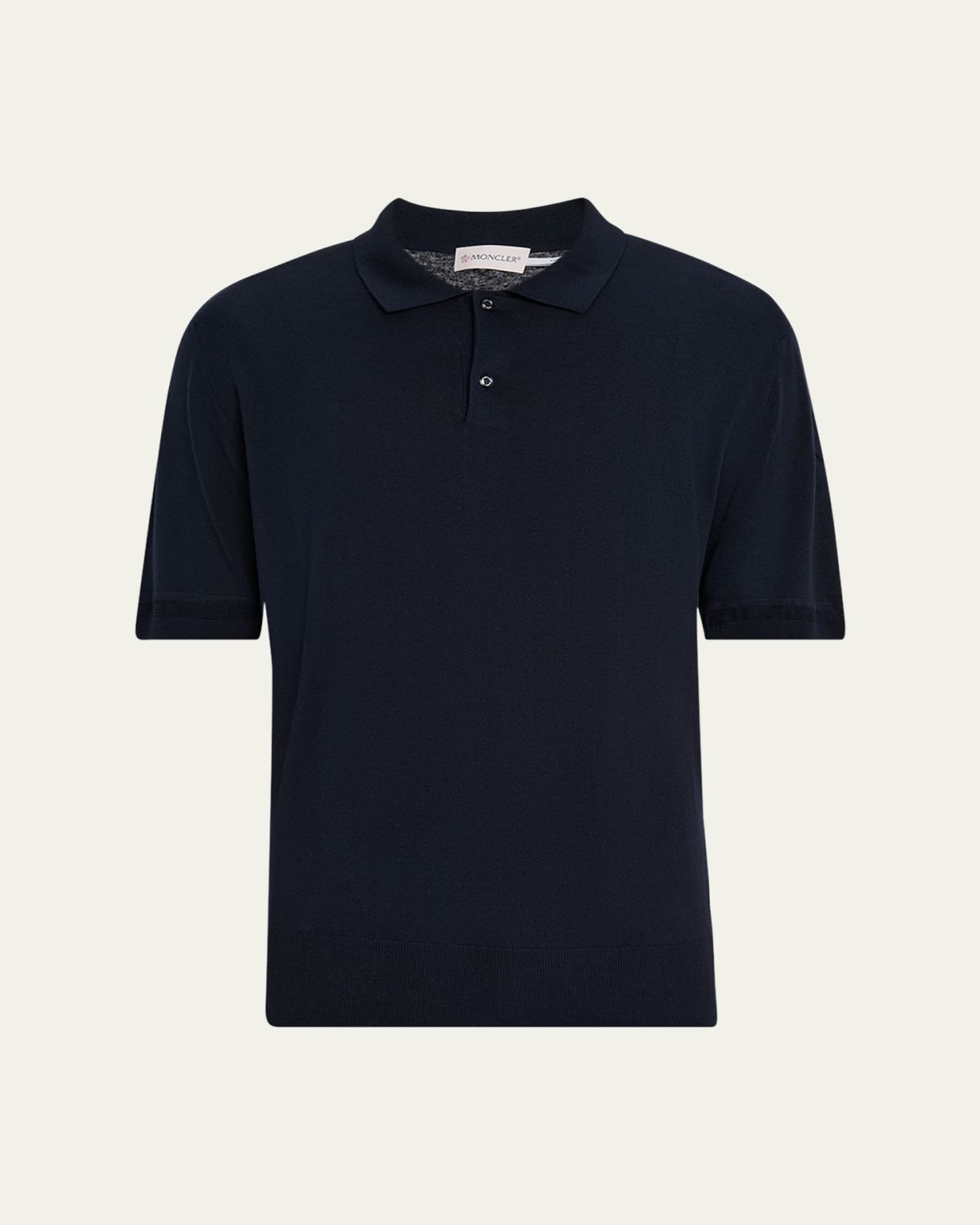 Moncler Men's Silk and Linen Knit Polo Shirt | Thumbnail 6 Moncler Men's Silk and Linen Knit Polo Shirt | Thumbnail 6