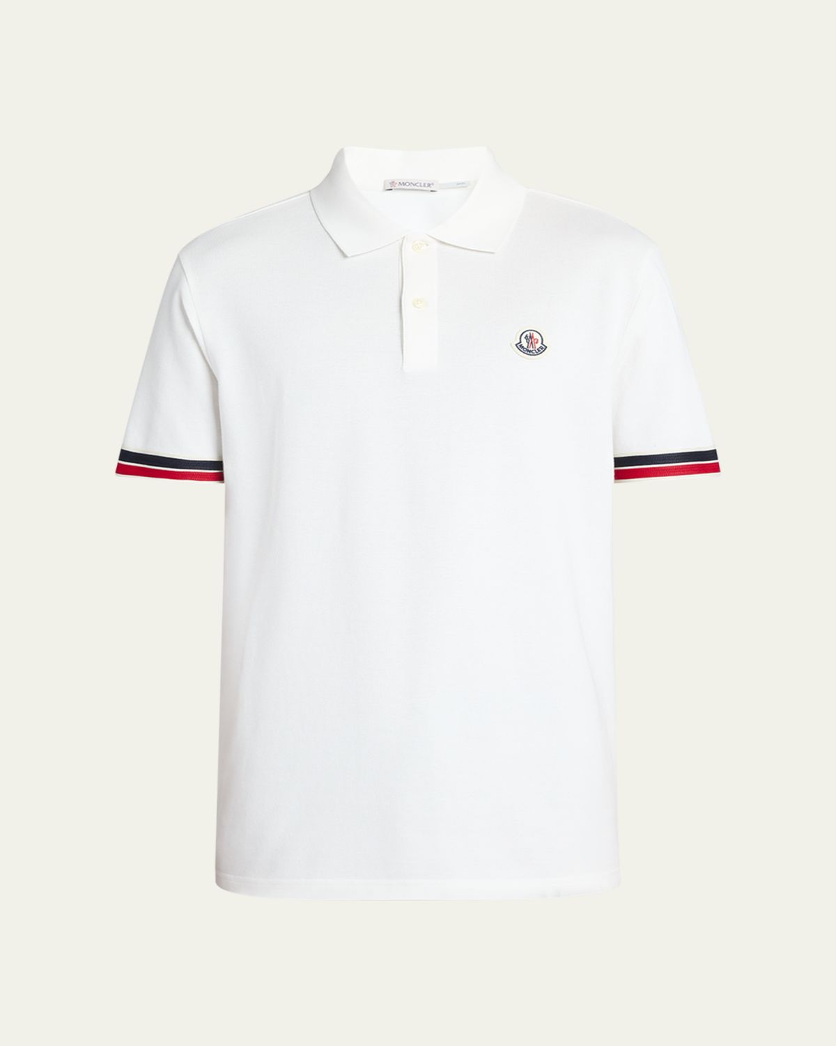Moncler Men's Striped-Trim Pique Polo Shirt | Thumbnail 6 Moncler Men's Striped-Trim Pique Polo Shirt | Thumbnail 6