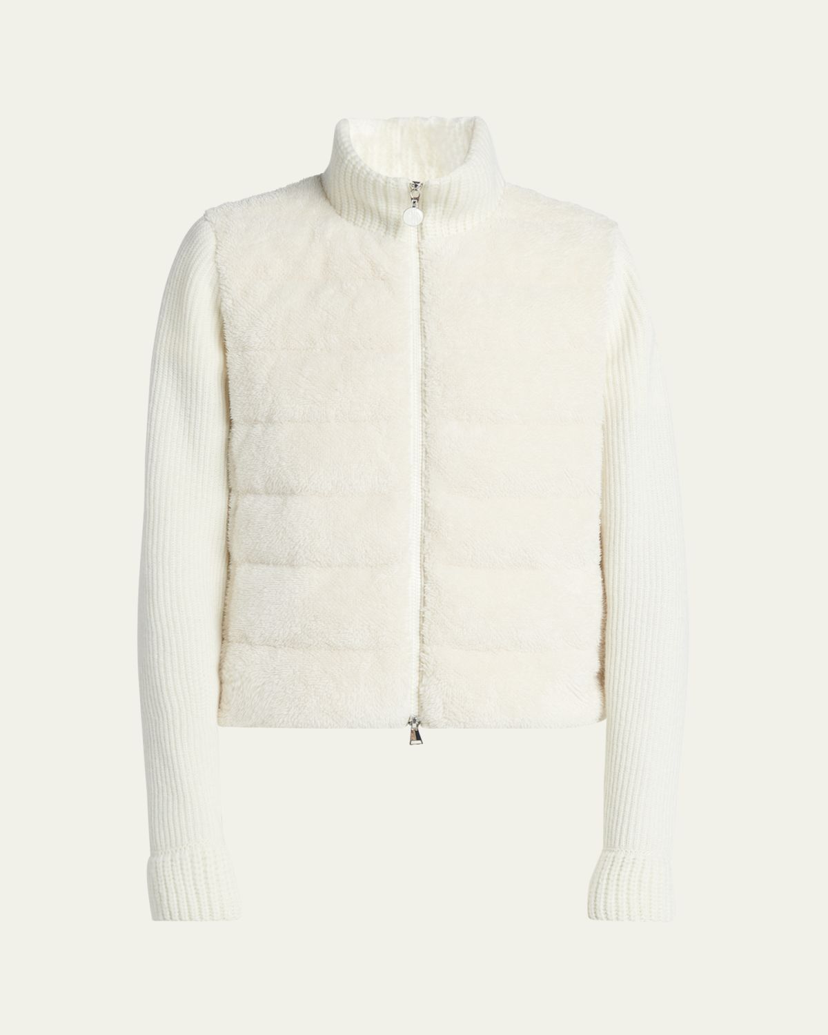 Moncler Quilted Combo Zip-Front Cardigan