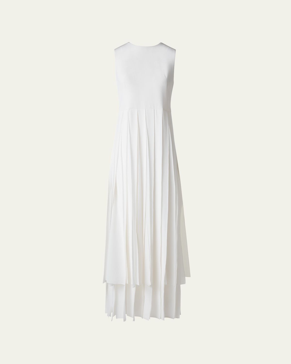 Akris Sleeveless Pleated Ribbon Silk Crepe Gown