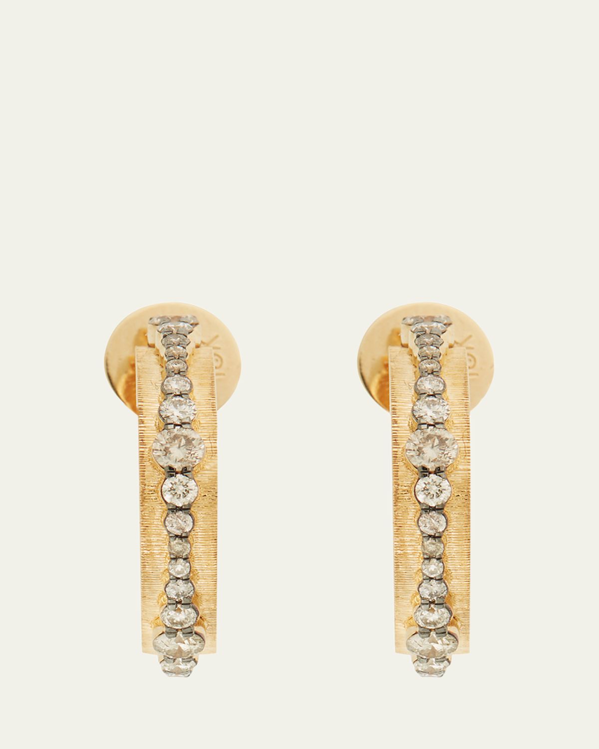 ILEANA MAKRI Inside Out Champagne Diamond Ripple Hoop Earrings in 18K Yellow Gold